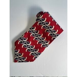 Vintage Pierre Balmain Couture Burgundy Gray Silk Geometric Necktie 60” Ties